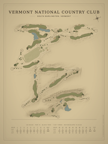 Vermont National Country Club Course Map poster