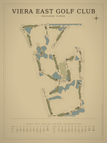 Viera East Golf Club Course Map poster