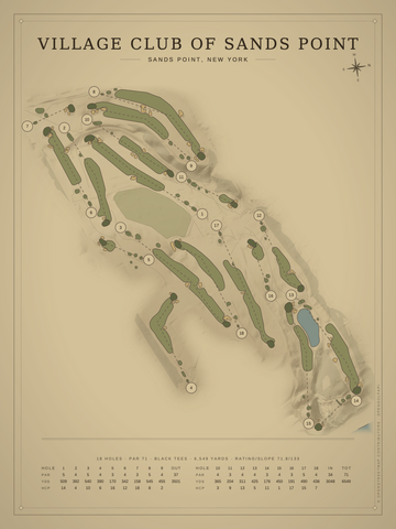Village Club of Sands Point Course Map poster