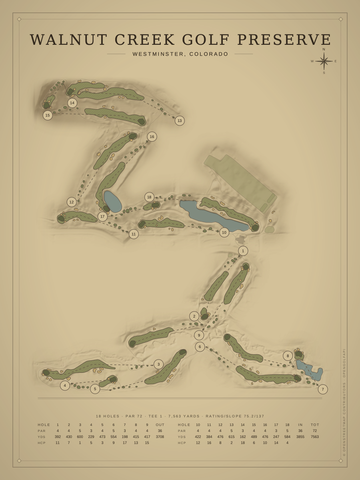 Walnut Creek Golf Preserve Course Map poster