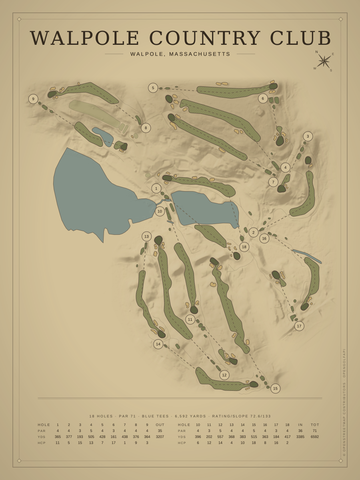 Walpole Country Club Course Map poster