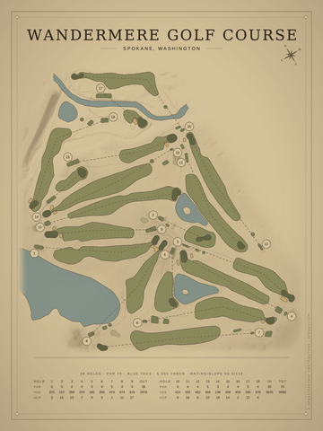 Wandermere Golf Course Map poster