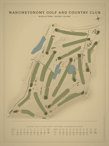 Wanumetonomy Golf and Country Club Course Map poster