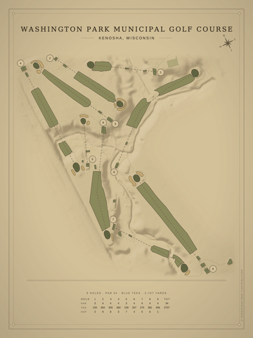 Washington Park Municipal Golf Course Map poster