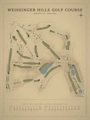 Weissinger Hills Golf Course Map poster