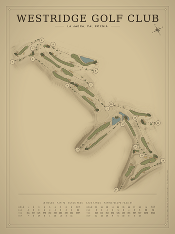 Westridge Golf Club Course Map poster