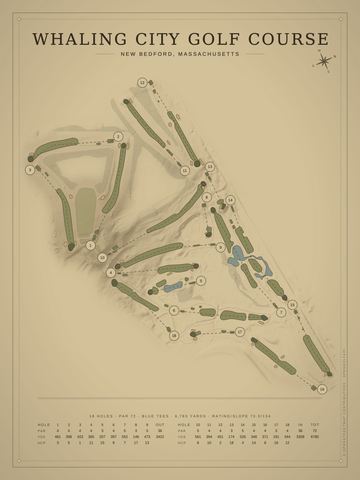 Whaling City Golf Course Map poster