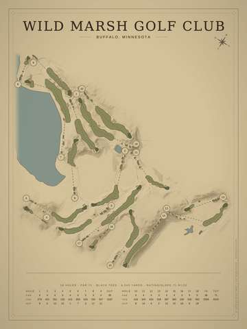Wild Marsh Golf Club Course Map poster