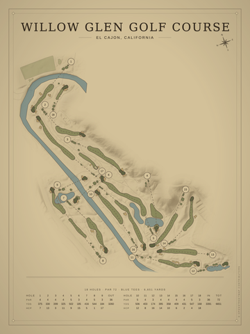 Willow Glen Golf Course Map poster