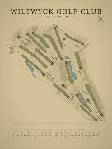 Wiltwyck Golf Club Course Map poster
