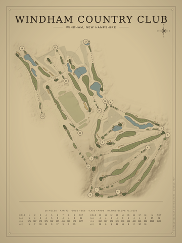 Windham Country Club Course Map poster