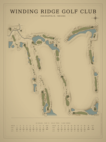Winding Ridge Golf Club Course Map poster