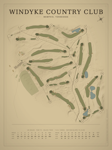 Windyke Country Club Course Map poster