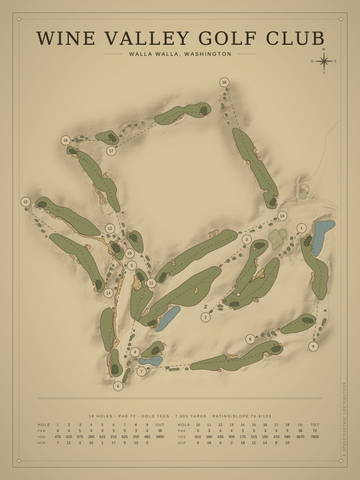 Wine Valley Golf Club Course Map poster