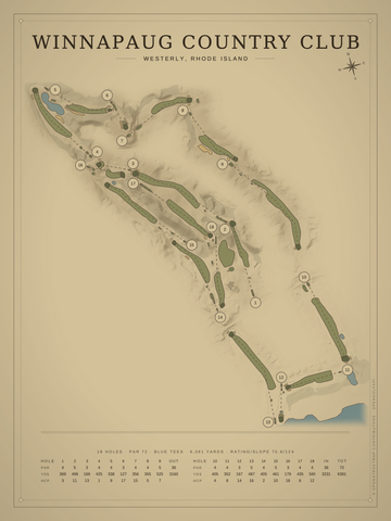 Winnapaug Country Club Course Map poster