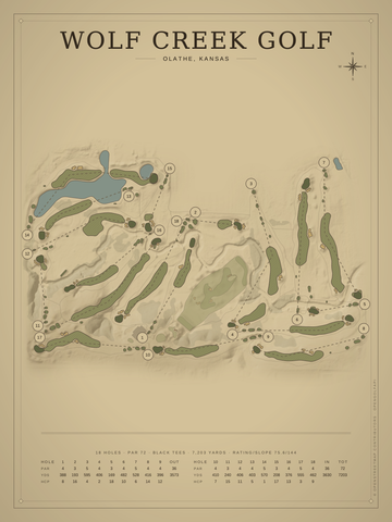 Wolf Creek Golf (Olathe) Course Map poster
