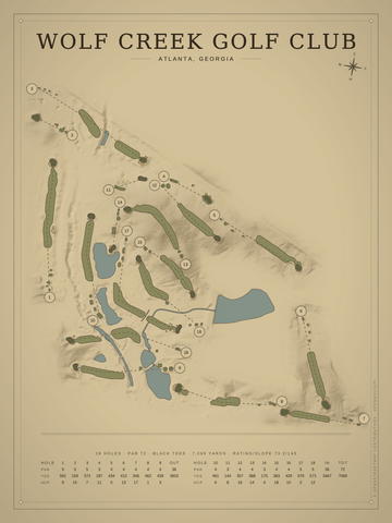 Wolf Creek Golf Club Course Map poster