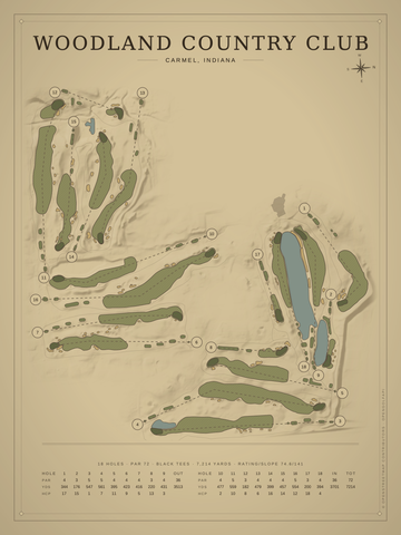 Woodland Country Club Course Map poster