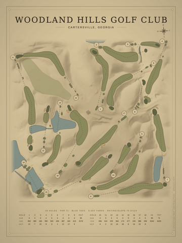Woodland Hills Golf Club Course Map poster