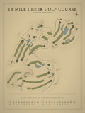 18 Mile Creek Golf Course map poster, Vintage style, 12×16 / 18×24