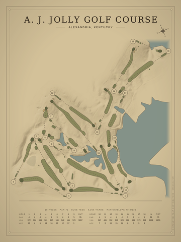 A. J. Jolly Golf Course Map poster