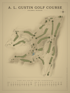 A. L. Gustin Golf Course map poster, Vintage style, 12×16 / 18×24