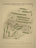 Agawam Municipal Golf Course map poster, Vintage style, 12×16 / 18×24