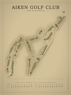 Aiken Golf Club course map poster, Vintage style, 12×16 / 18×24