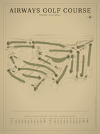 Airways Golf Course map poster, Vintage style, 12×16 / 18×24