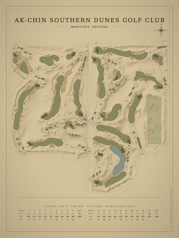 Ak-Chin Southern Dunes Golf Club Course Map poster