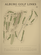 Alburg Golf Links course map poster, Vintage style, 12×16 / 18×24