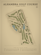 Alhambra Golf Course map poster, Vintage style, 12×16 / 18×24