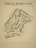 Amelia River Club course map poster, Vintage style, 12×16 / 18×24