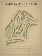 Amelia River Club course map poster, Vintage style, 12×16 / 18×24