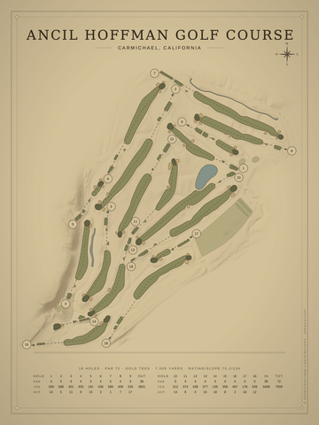 Ancil Hoffman Golf Course Map poster