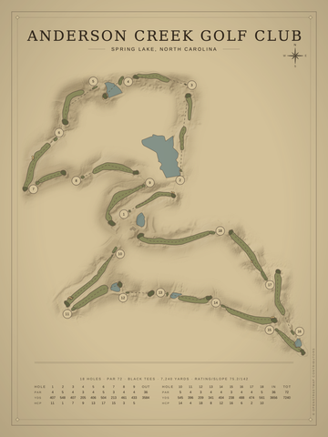 Anderson Creek Golf Club Course Map poster