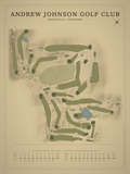 Andrew Johnson Golf Club course map poster, Vintage style, 12×16 / 18×24