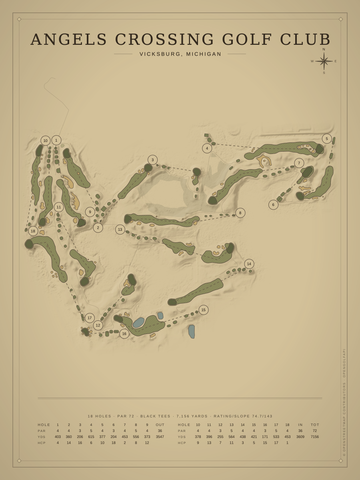 Angels Crossing Golf Club Course Map poster