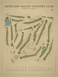Antelope Valley Country Club course map poster, Vintage style, 12×16 / 18×24