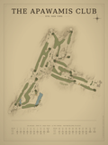 The Apawamis Club course map poster, Vintage style, 12×16 / 18×24