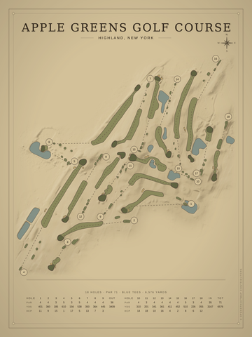 Apple Greens Golf Course Map poster