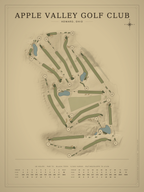 Apple Valley Golf Club course map poster, Vintage style, 12×16 / 18×24