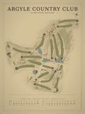 Argyle Country Club course map poster, Vintage style, 12×16 / 18×24
