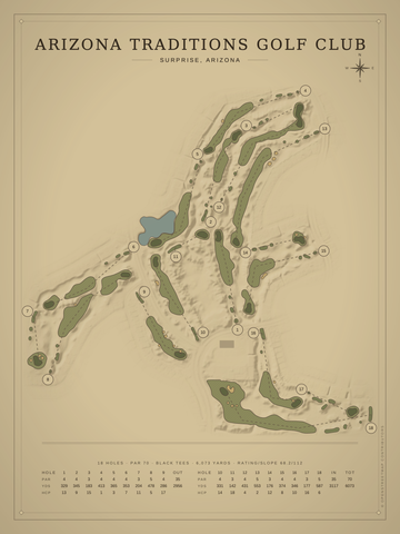 Arizona Traditions Golf Club Course Map poster