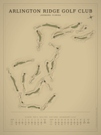 Arlington Ridge Golf Club course map poster, Vintage style, 12×16 / 18×24