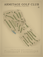 Armitage Golf Club course map poster, Vintage style, 12×16 / 18×24