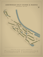 Arrowhead Golf Course & Marina course map poster, Vintage style, 12×16 / 18×24