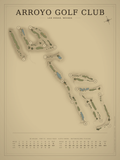 Arroyo Golf Club course map poster, Vintage style, 12×16 / 18×24