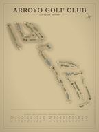 Arroyo Golf Club course map poster, Vintage style, 12×16 / 18×24