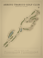 Arroyo Trabuco Golf Club course map poster, Vintage style, 12×16 / 18×24